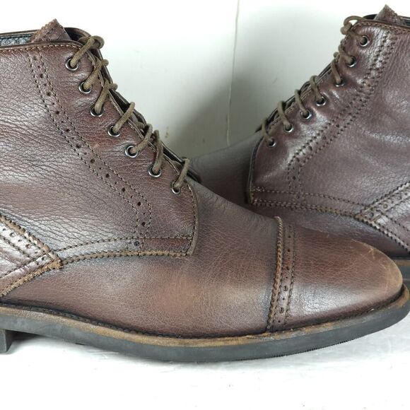 AQUATALIA Men\'s Carter US9,5 Brown Leather Lace-Up Cap Toe Ankle Boots main image 8